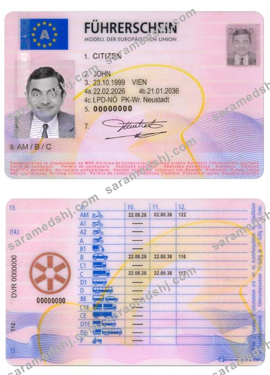 AUSTRIA driving license 2013 - present